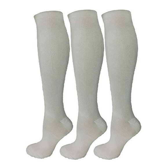 3 Pair White Large/X-Large Ladies Compression Sock - Picture 1 of 5